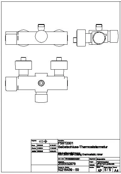 Wandbatterie, F5, hydr., Thermostat, für Bogen/Duschrohr, F5ST2001
