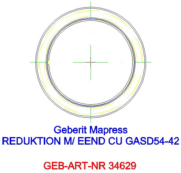 GE Mapress Kupfer Reduktion mit Einschubende (Gas blau) d54-42_34629_A