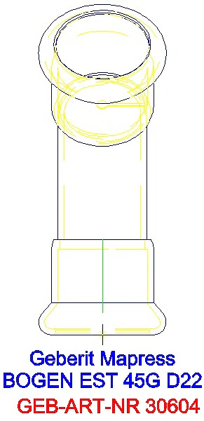 GE Mapress Edelstahl Bogen 45Gr d22_30604_L