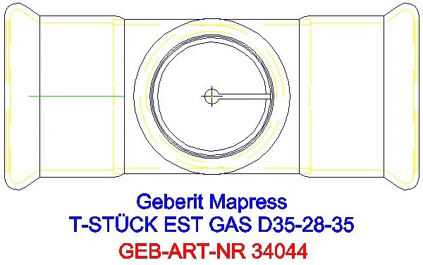 GE Mapress Edelstahl T-Stück reduziert (Gas) d35-28-35_34044_G