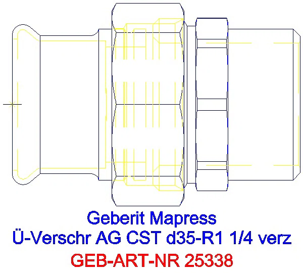 GE Mapress C-Stahl Übergangs- verschraubung mit AG d35-R1 1/4 verzinkt_25338_A