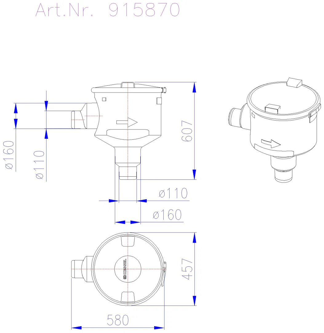 KESSEL-Probenahmeeinrichtung DN100/150, senkr. aus Polyethylen