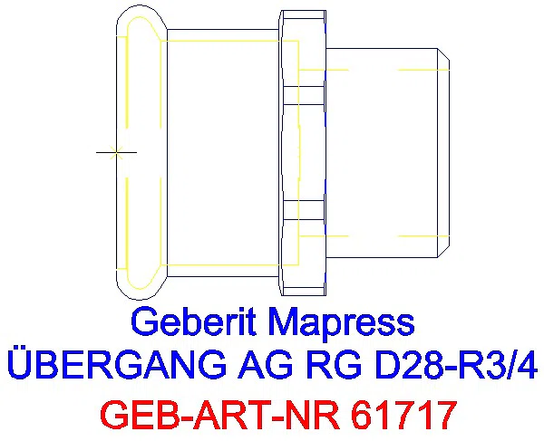 GE Mapress Kupfer Übergang mit AG Rg d28-R3/4_61717_G