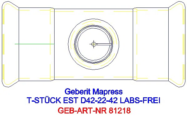 GE Mapress Edelstahl T-Stück reduziert (LABS-frei) d42-22-42_81218_G