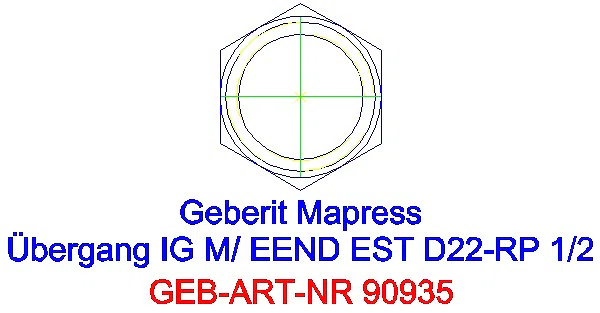 GE Mapress Edelstahl Übergang mit IG und Einschubende d22-Rp1/2 L14,8cm_90935_L