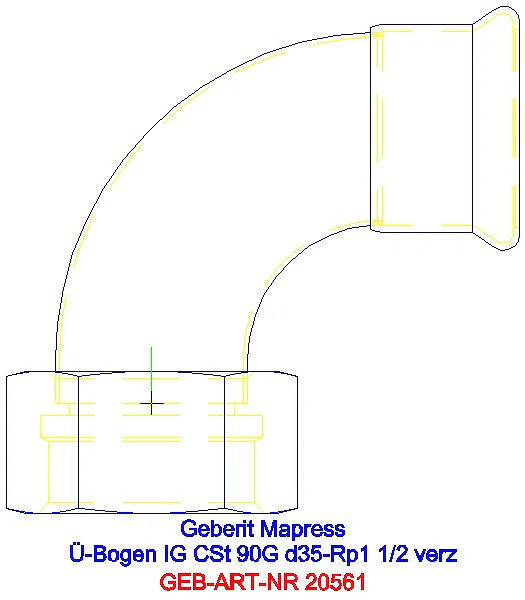 GE Mapress C-Stahl Übergangsbogen 90Gr mit IG d42-Rp1 1/2 verzinkt_20561_L