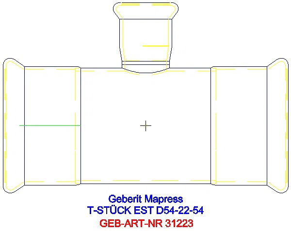 GE Mapress Edelstahl T-Stück reduziert d54-22-54_31223_A