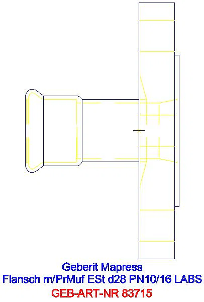 GE Mapress Edelstahl Flansch PN 10/16 mit Pressmuffe (LABS-frei), d28_83715_G
