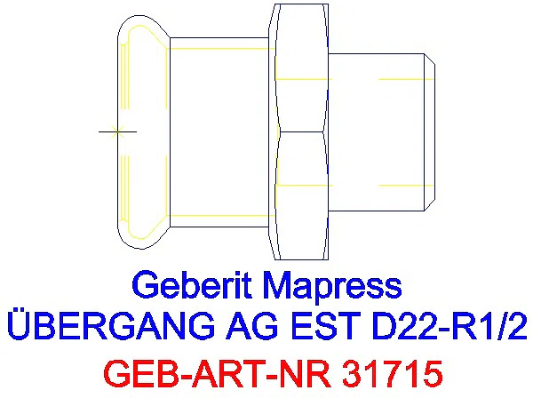 GE Mapress Edelstahl Übergang mit AG d22-R1/2_31715_A