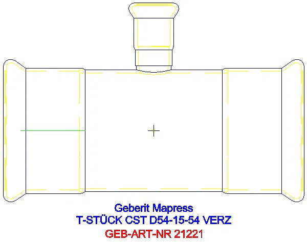 GE Mapress C-Stahl T-Stück reduziert d54-15-54 verzinkt_21221_A