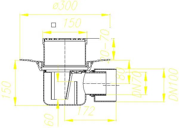 DALLMER Bodenablauf 57 KE, DN 70/DN 100, 150 x 150 mm