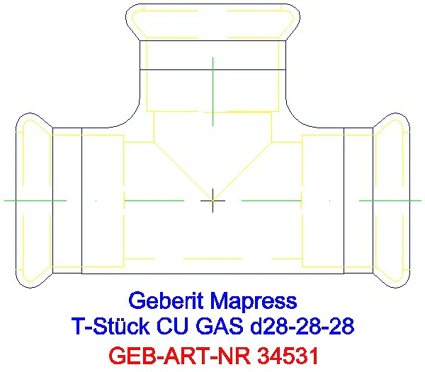 GE Mapress Kupfer T-Stück egal (Gas) d28-28-28_34531_A