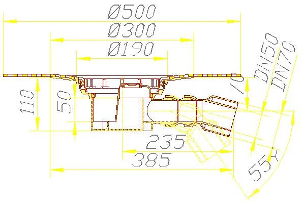 DALLMER Ablaufgehäuse 54 DallBit, DN 50/DN 70