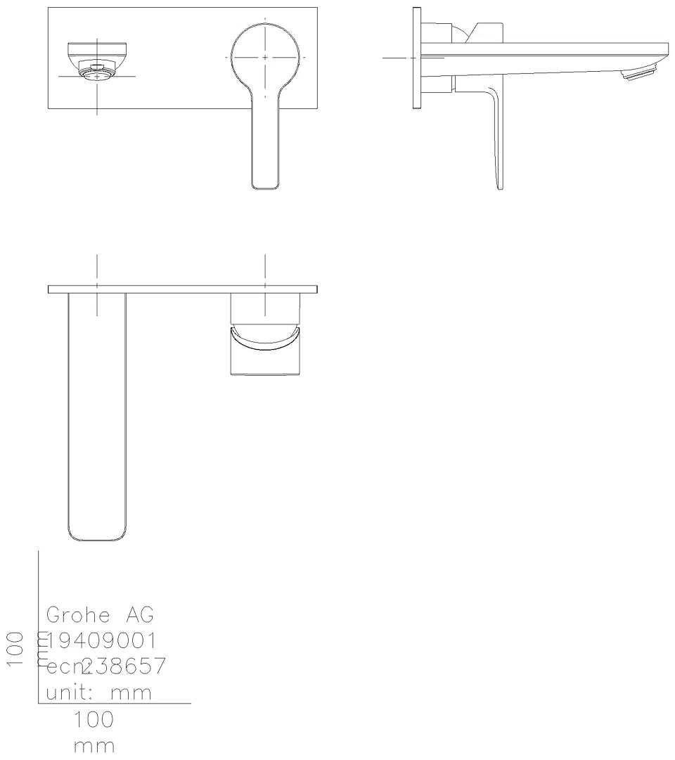 GROHE 2-Loch-WT-Wandbatterie Lineare 19409_1 Fertigmontageset chrom