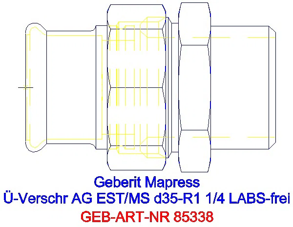 GE Mapress Edelstahl Übergangsverschr. mit AG (LABS-frei) d35-R1 1/4_85338_A