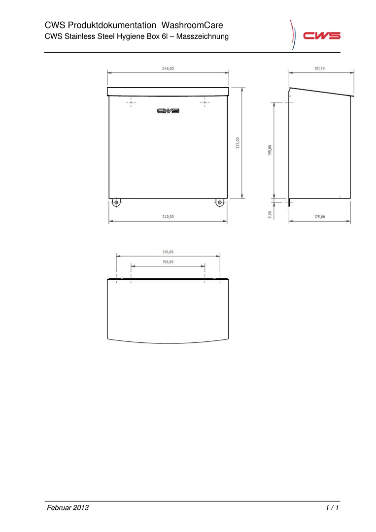 Stainless Steel Hygiene Box 6L