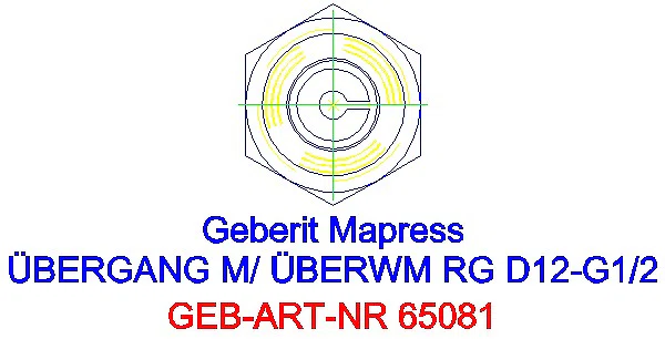GE Mapress Kupfer Übergang mit Überwurfmutter Rg d12-G1/2_65081_L