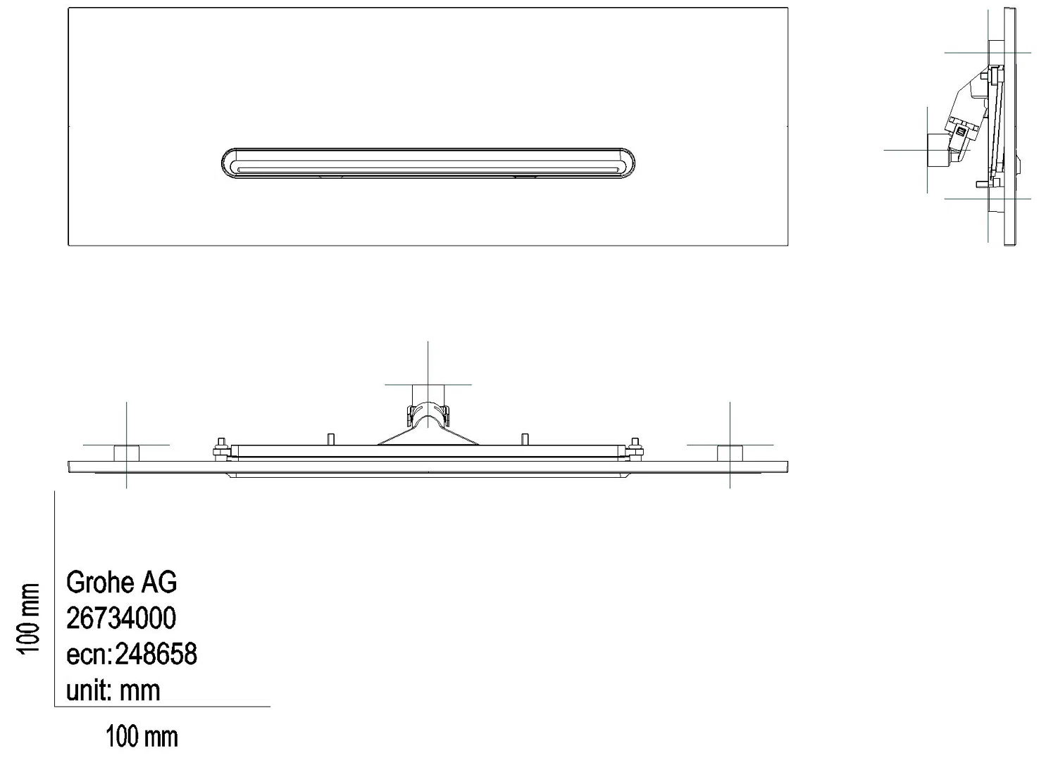 GROHE Abdeckung Deckenbrause Rainshower Aqua Cascade 26734 ohne UP-Körper chrom