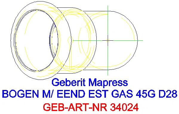 GE Mapress Edelstahl Bogen 45Gr d28 mit Einschubende (Gas)_34024_G
