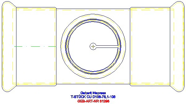 GE Mapress Kupfer T-Stück reduziert d108-76,1-108_61296_G