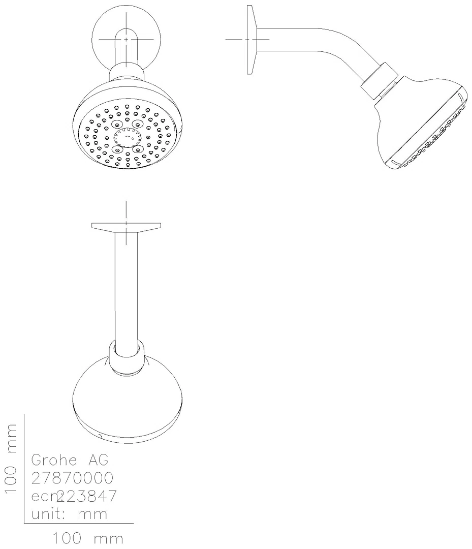 GROHE Kopfbrauseset Tempesta 100 27870_1 4 Strahlarten 6,5l mit Brausearm chrom