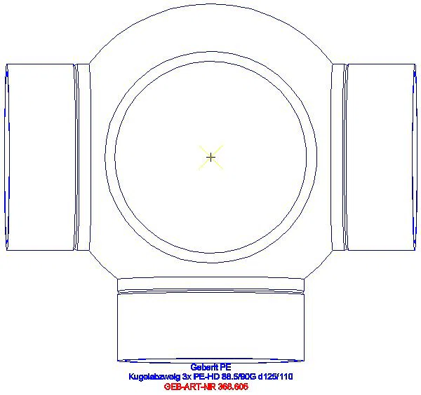 GE PE Kugelabzweig 88,5Gr dreifach Anschlüsse 90Gr versetzt d125/110_368.605.16.1_G