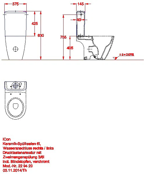 iCon AP-SPK aufgesetzt, 2-Mengen- Spülung, Wasseranschl. seitl., KeraTect_kgv_icon_229420