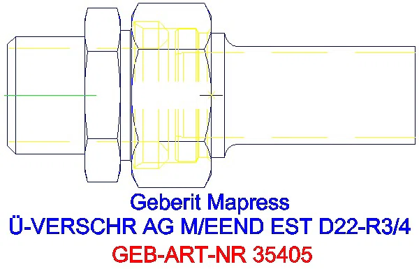 GE Mapress Edelstahl Übergangsverschr. mit AG und Einschubende d22-R3/4_35405_A