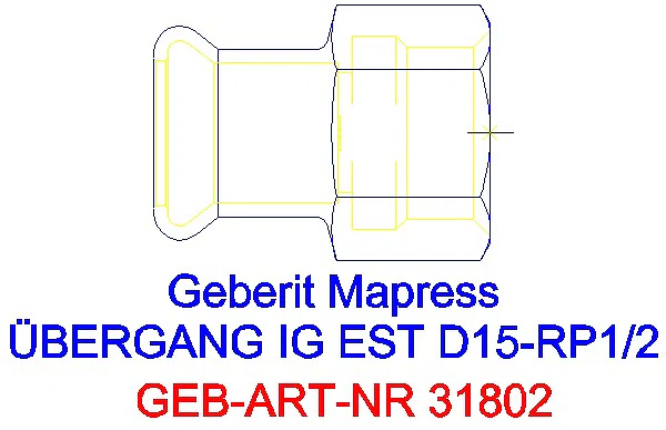 GE Mapress Edelstahl Übergang mit IG d15-Rp1/2_31802_G