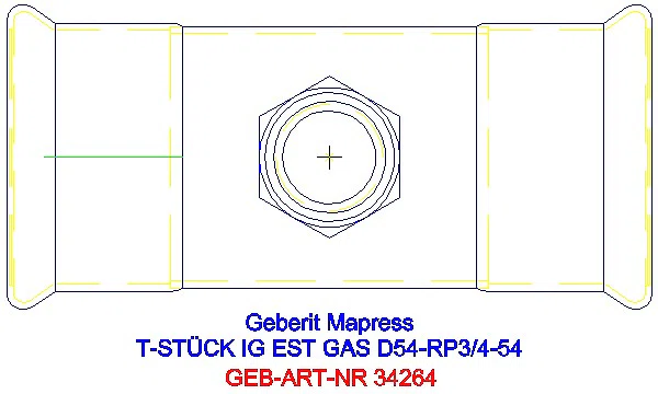 GE Mapress Edelstahl T-Stück mit IG (Gas) d54-Rp3/4-54_34264_G