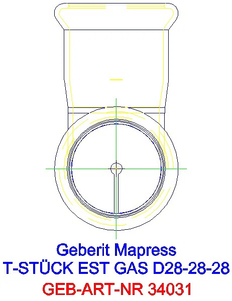 GE Mapress Edelstahl T-Stück egal (Gas) d28-28-28_34031_L