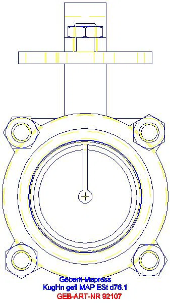 GE Mapress Kugelhahn NPW, mit Bet.-Hebel geflanscht d76,1_92107_L