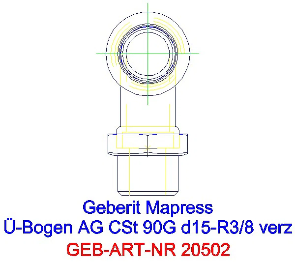 GE Mapress C-Stahl Übergangsbogen 90Gr mit AG d15-R3/8 verzinkt_20502_A
