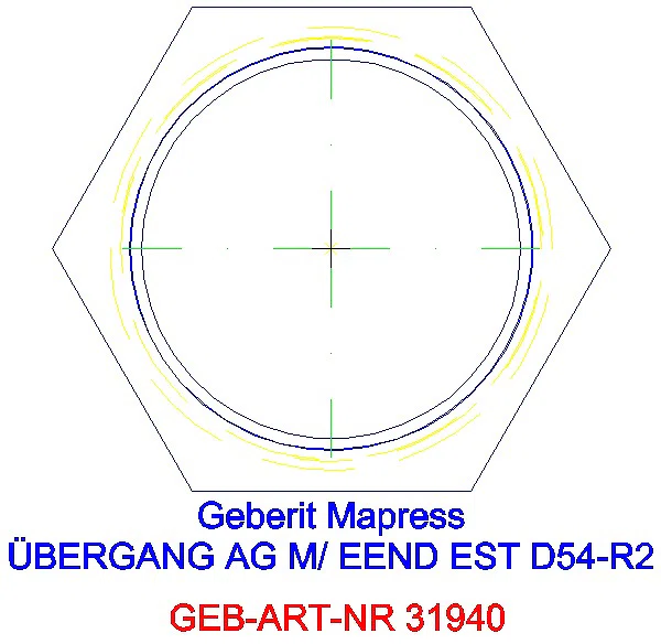 GE Mapress Edelstahl Übergang mit AG und Einschubende d54-R2_31940_L