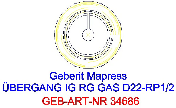 GE Mapress Kupfer Übergang mit IG (Gas) Rg d22-Rp1/2_34686_L