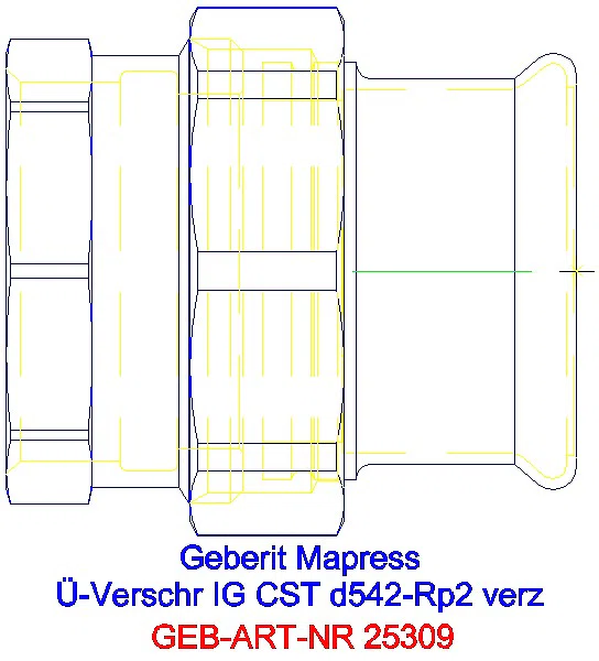GE Mapress C-Stahl Übergangs- verschraubung mit IG d54-Rp2 verzinkt_25309_G