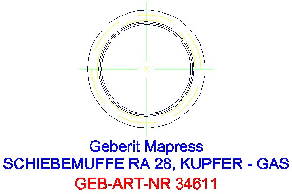 GE Mapress Kupfer Schiebemuffe Gas d28_34611_L
