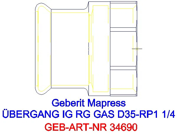 GE Mapress Kupfer Übergang mit IG (Gas) Rg d35-Rp1 1/4_34690_G