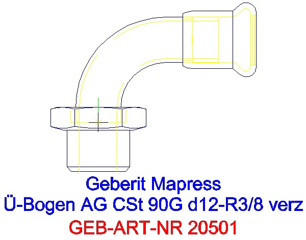 GE Mapress C-Stahl Übergangsbogen 90Gr mit AG d12-R3/8 verzinkt_20501_L