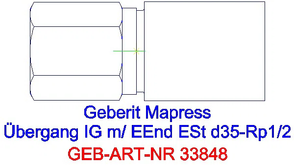 GE Mapress Edelstahl Übergang mit IG und Einschubende d28-Rp1/2_33848_A
