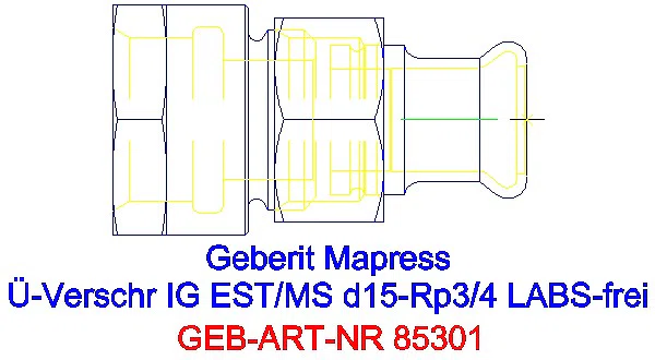 GE Mapress Edelstahl Übergangsverschr. mit IG (LABS-frei) d15-Rp3/4_85301_G