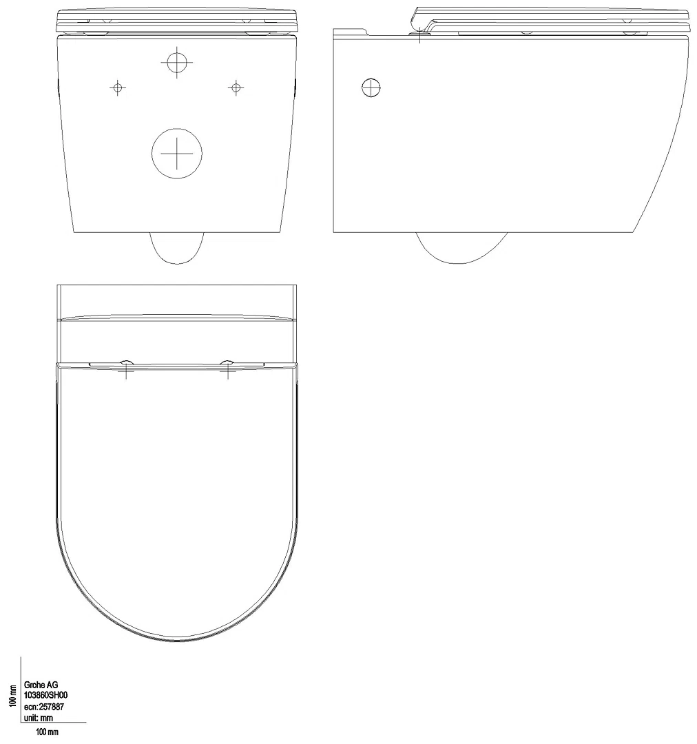 GROHE Wand-Tiefspül-WC Set Bau Keramik 103860 mit WC Sitz alpinweiß