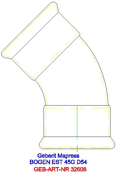 GE Mapress Edelstahl Bogen 45Gr d54_32608_A