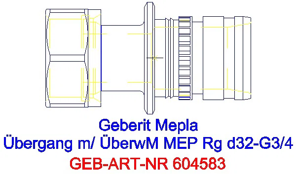 GE Mepla Übergang mit Überwurfmutter Rg d32-G3/4_604.583.00.5_G