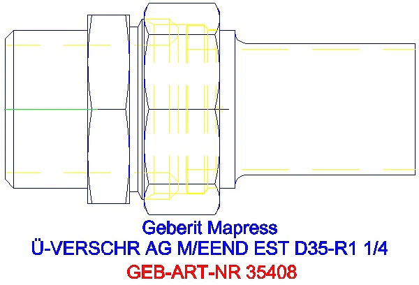 GE Mapress Edelstahl Übergangsverschr. mit AG und Einschubende d35-R1 1/4_35408_G
