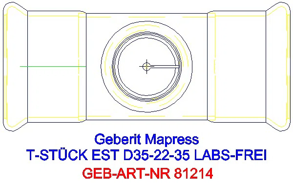 GE Mapress Edelstahl T-Stück reduziert (LABS-frei) d35-22-35_81214_G