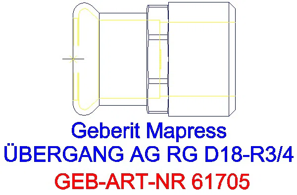 GE Mapress Kupfer Übergang mit AG Rg d18-R3/4_61705_G