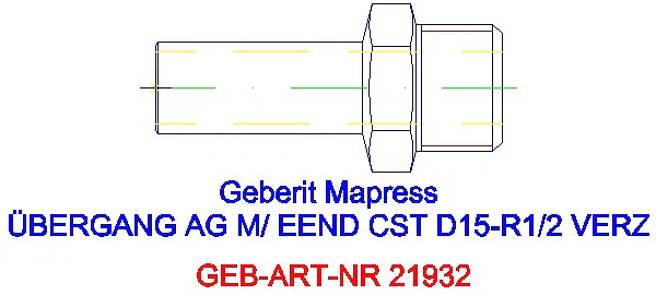 GE Mapress C-Stahl Übergang mit AG und Einschubende d15-R1/2 verzinkt_21932_G