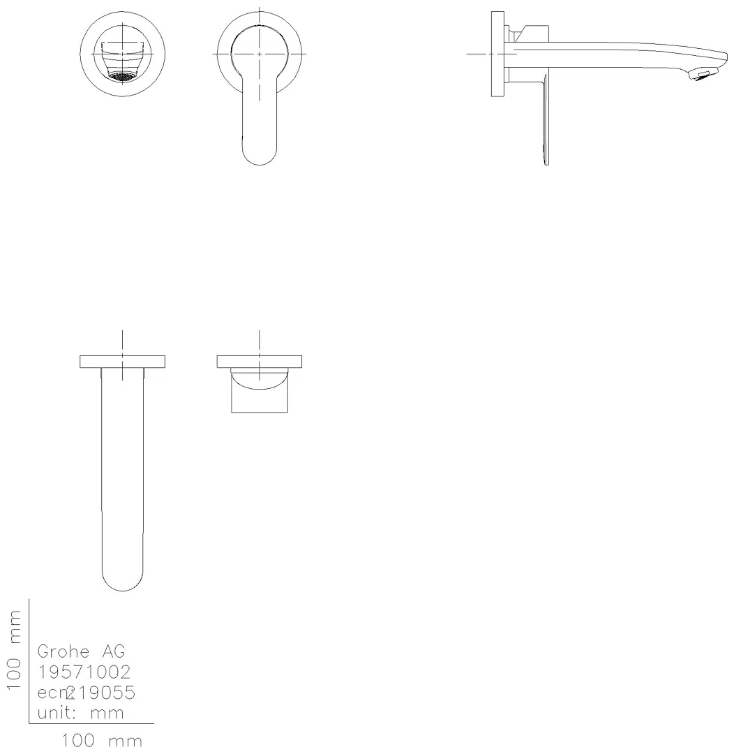 GROHE 2-L-WT-Batt. Eurostyle C 19571_2 Stichmaß 110 mm Ausladung 171 mm chrom