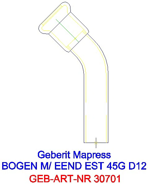 GE Mapress Edelstahl Bogen 45Gr d12 mit Einschubende_30701_A